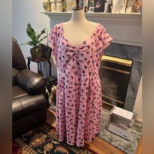Dolly and Dottie Midi Swing Dress in Pink Butterfly Pattern.  US Size 22 Worn 1X